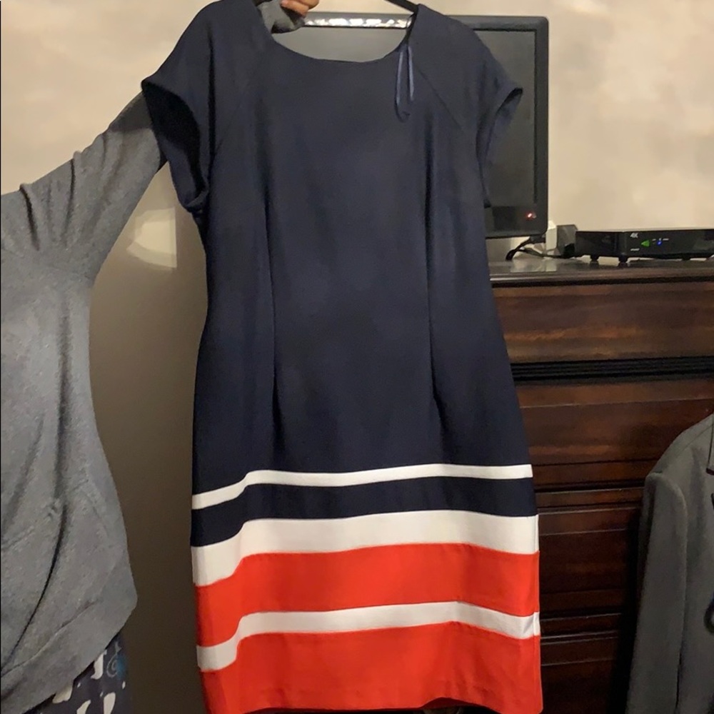 Navy white and red dress